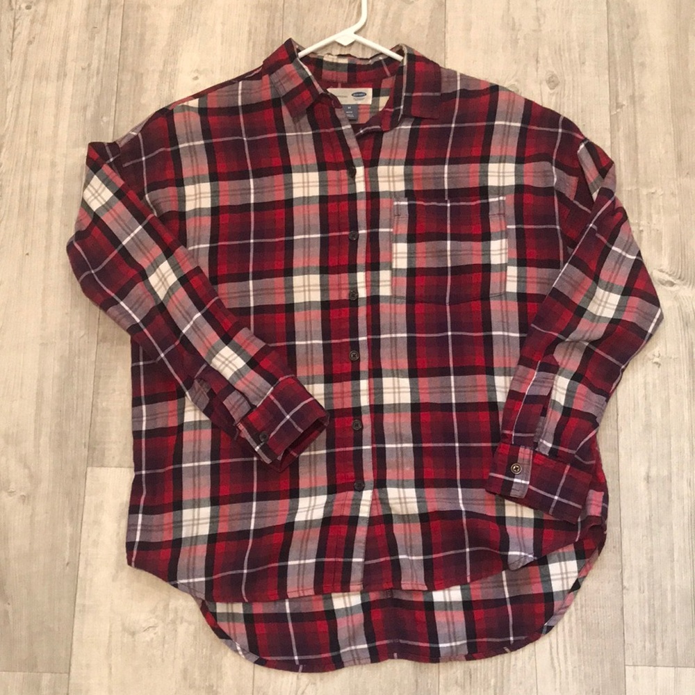 Old Navy Boyfriend Plaid Flannel Button Down Shirt